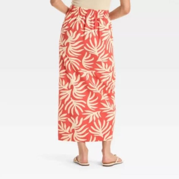 Ankle A-Line Skirt from A New Day Coral Orange Tropical - Picture 3 of 3